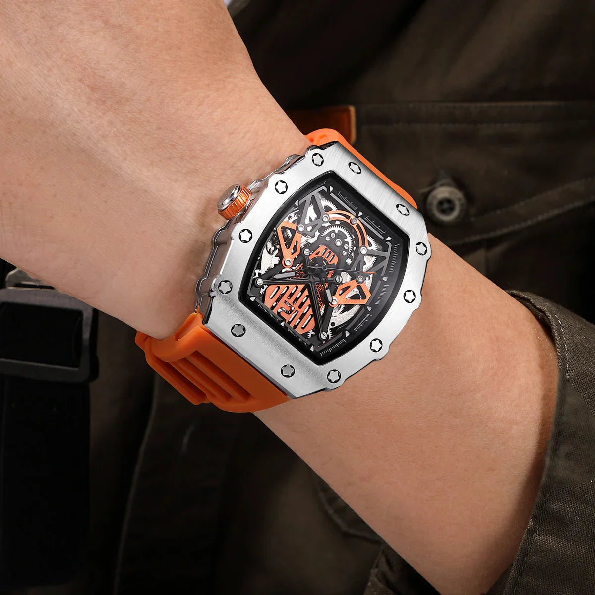 Relógio Skeleton Laranja